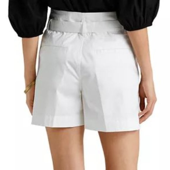 Lauren Ralph Lauren 100% Linen White Shorts With Tie Belt Size 12 - Picture 2 of 10